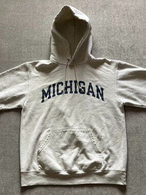 Champion Michigan Wolverines Sweatshirt Hoodie Men M Gray Athleticwear NCAA